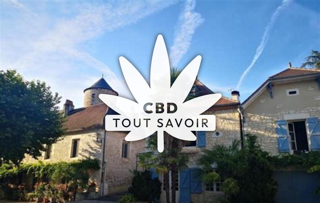 Village à Saint-Sozy avec feuille Cannabis CBD