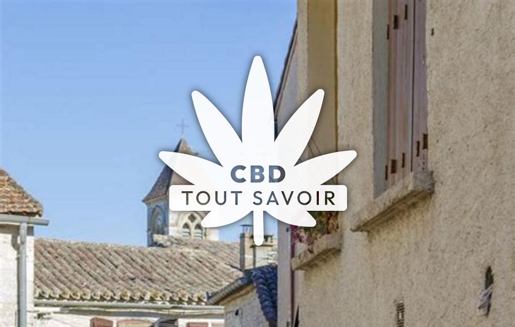Village à Lalbenque avec feuille Cannabis CBD
