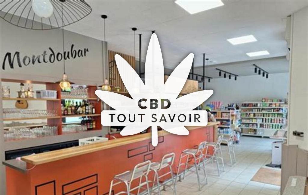 Village à Montdoumerc avec feuille Cannabis CBD