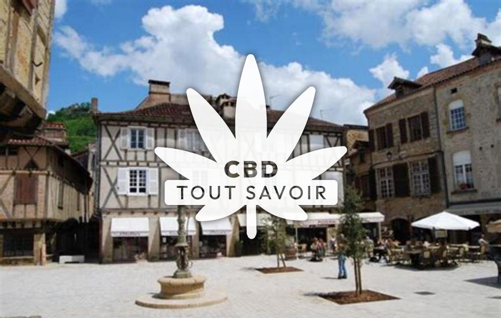 Village à Saint-Vincent-du-Pendit avec feuille Cannabis CBD