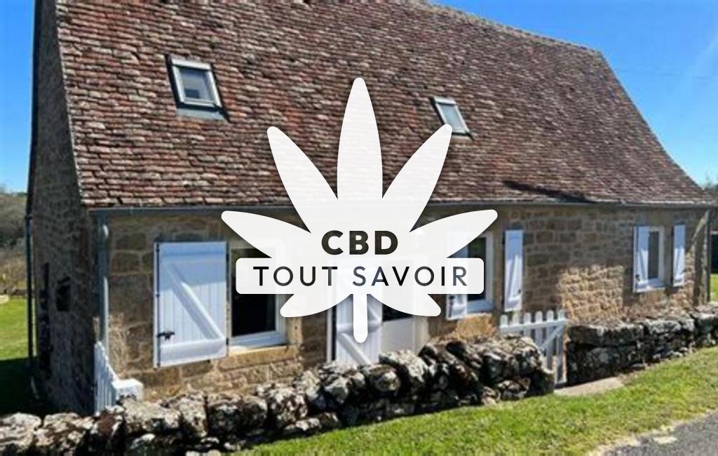 Village à Miers avec feuille Cannabis CBD