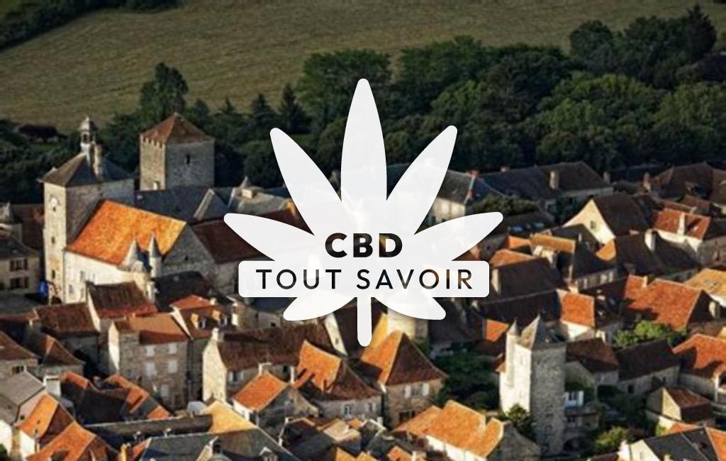 Village à Saint-Denis-les-Martel avec feuille Cannabis CBD