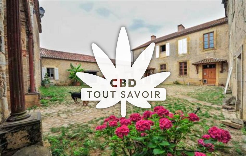 Village à Lacapelle-Cabanac avec feuille Cannabis CBD