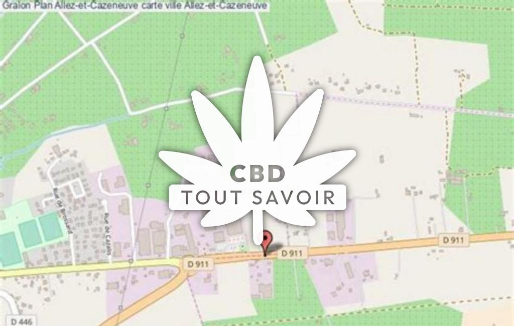 Village à Allez-Et-Cazeneuve avec feuille Cannabis CBD