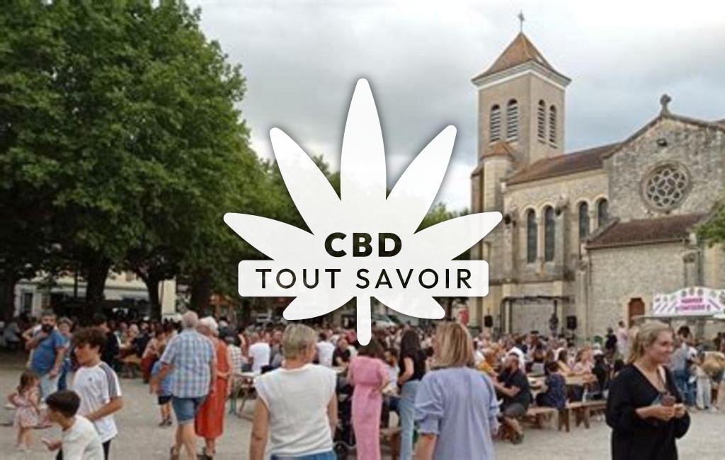 Village à Dausse avec feuille Cannabis CBD
