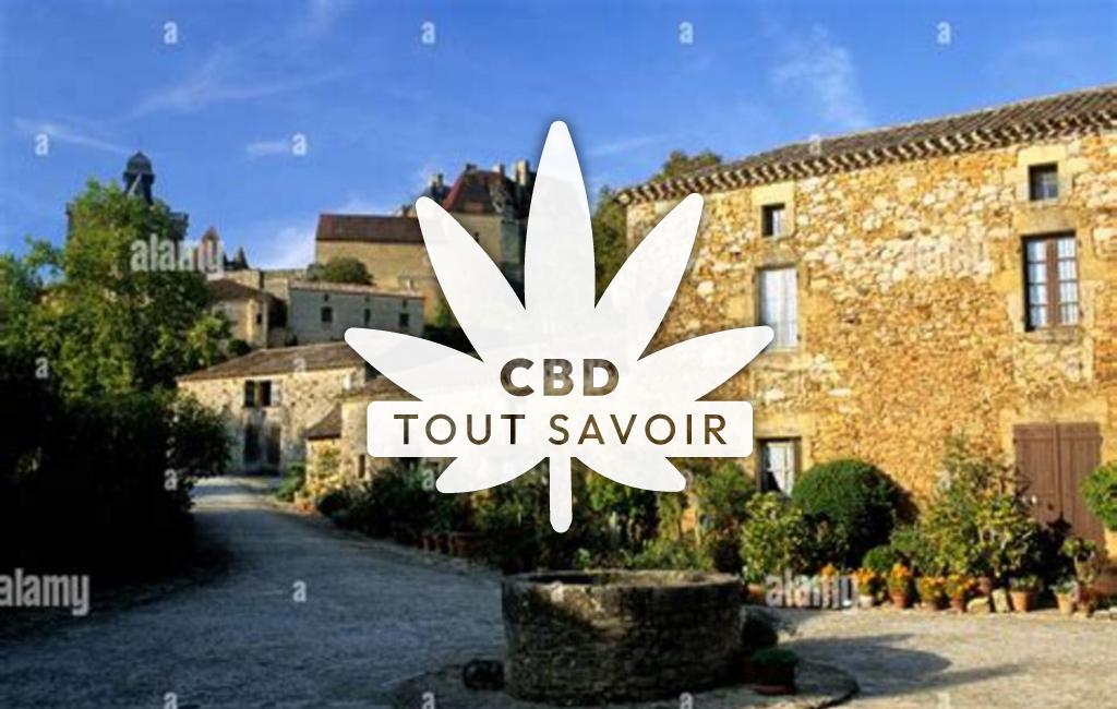 Village à Lacapelle-Biron avec feuille Cannabis CBD