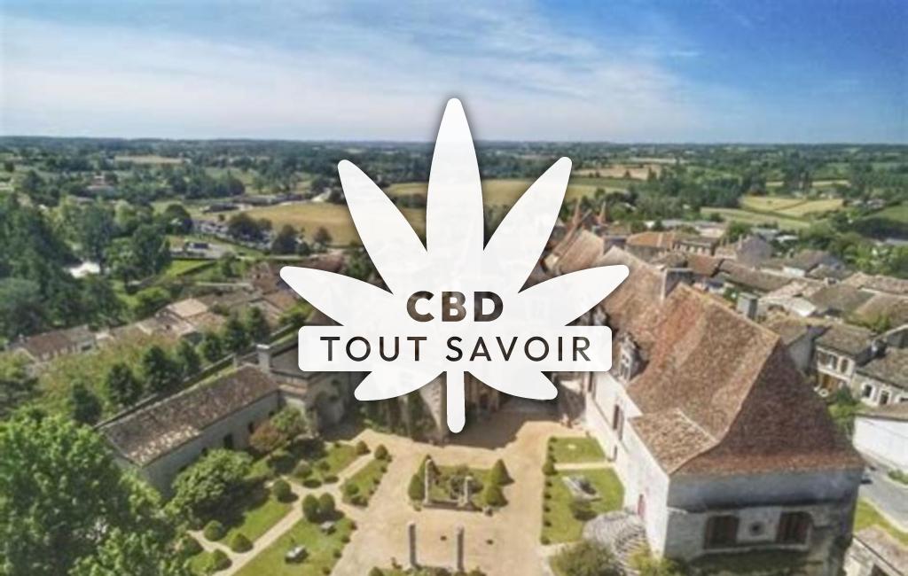 Village à Laussou avec feuille Cannabis CBD