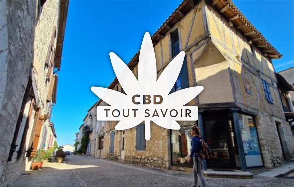 Village à Monflanquin avec feuille Cannabis CBD