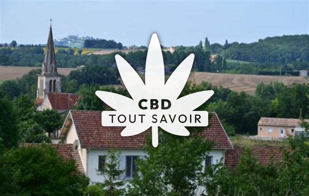 Village à Paulhiac avec feuille Cannabis CBD