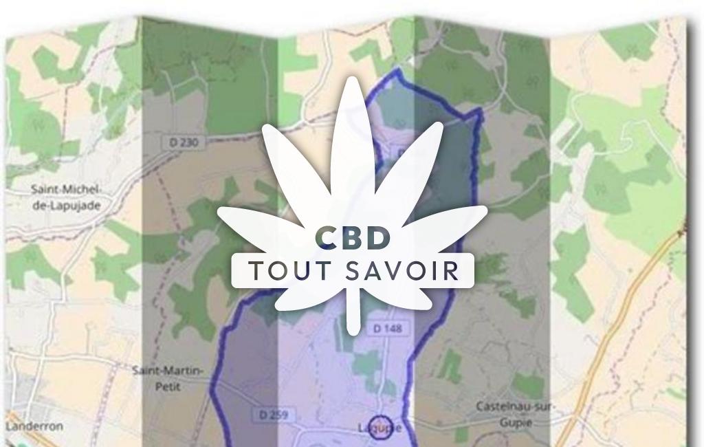Village à Lagupie avec feuille Cannabis CBD