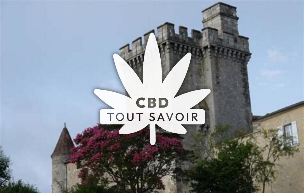Village à Xaintrailles avec feuille Cannabis CBD