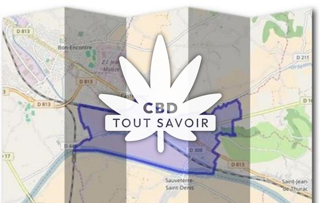 Village à Lafox avec feuille Cannabis CBD