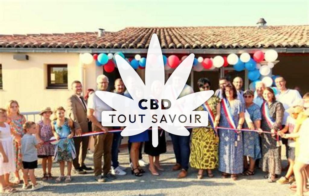 Village à Grezet-Cavagnan avec feuille Cannabis CBD