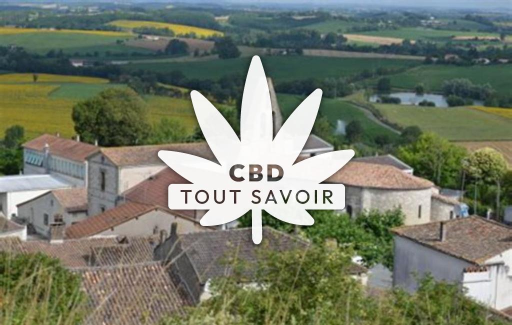 Village à Monviel avec feuille Cannabis CBD