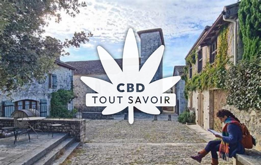 Village à Pujols avec feuille Cannabis CBD