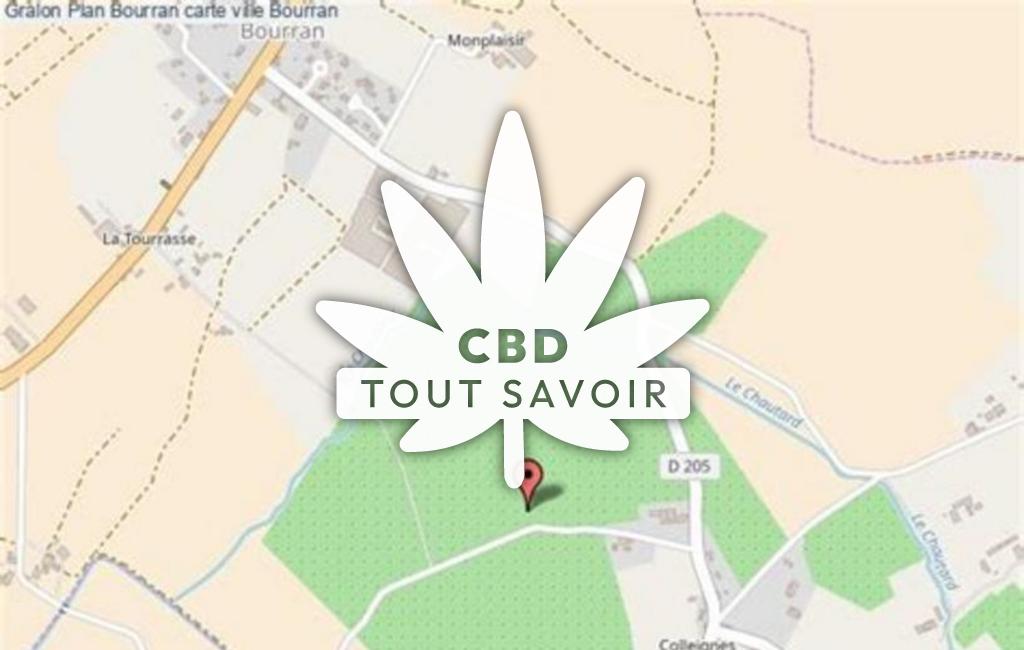Village à Bourran avec feuille Cannabis CBD