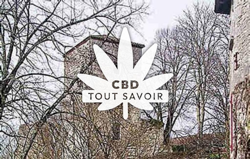 Village à Cahuzac avec feuille Cannabis CBD
