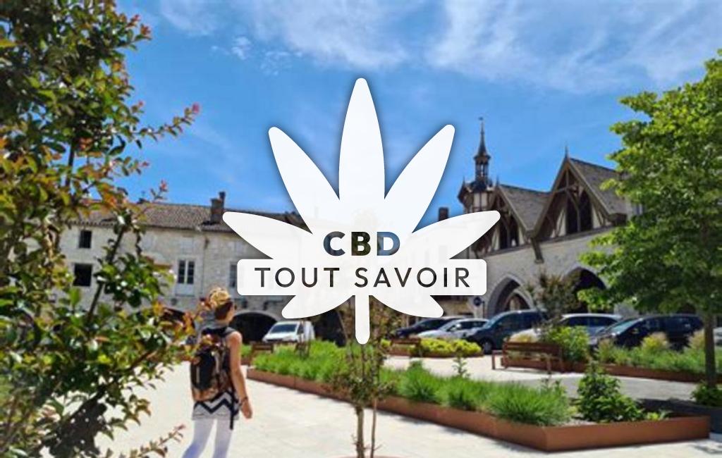 Village à Castillonnes avec feuille Cannabis CBD