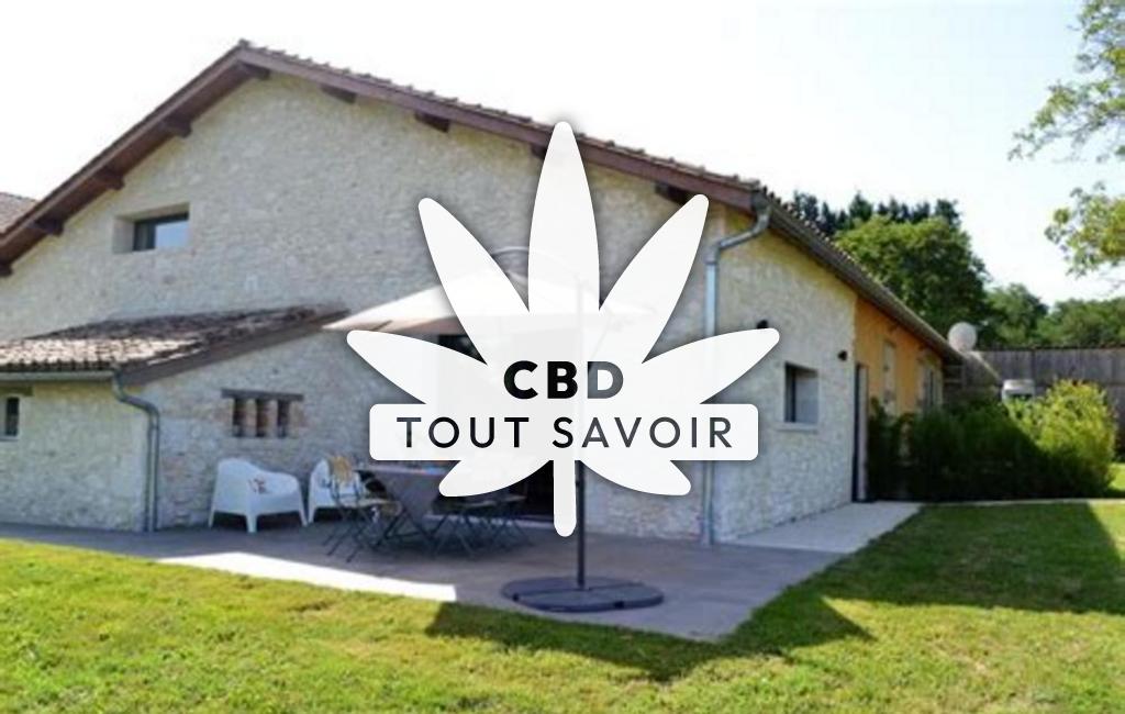 Village à Lalandusse avec feuille Cannabis CBD