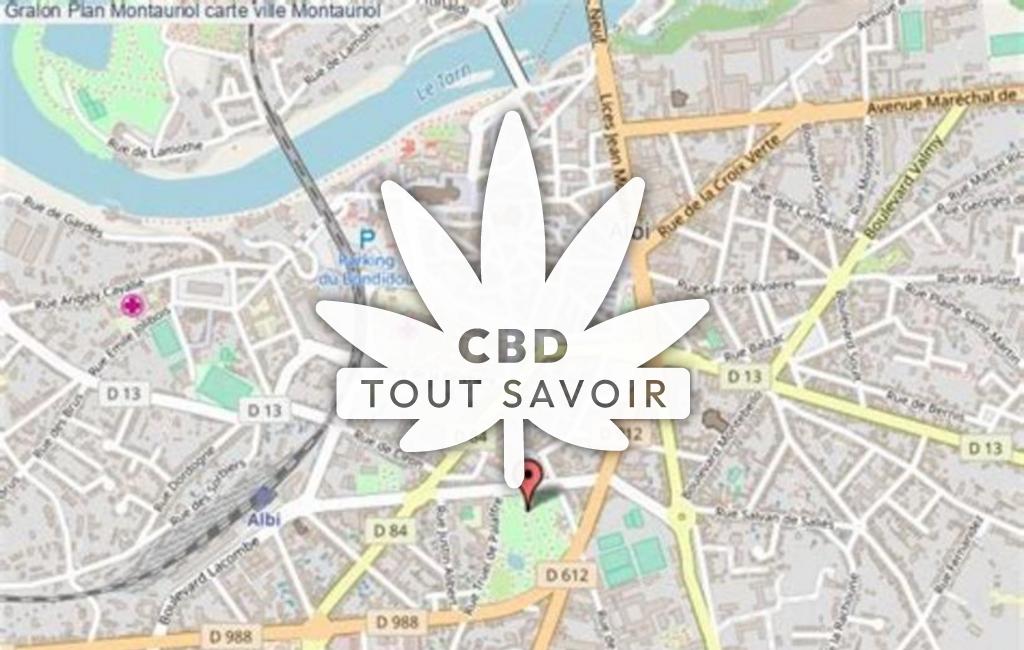 Village à Montauriol avec feuille Cannabis CBD