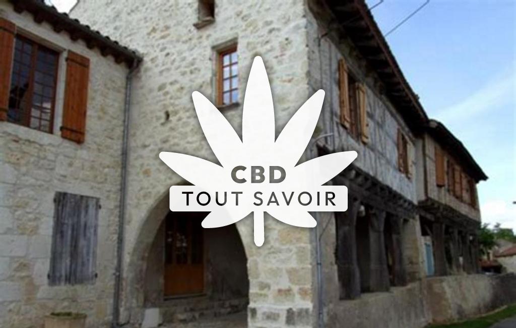 Village à Monbalen avec feuille Cannabis CBD