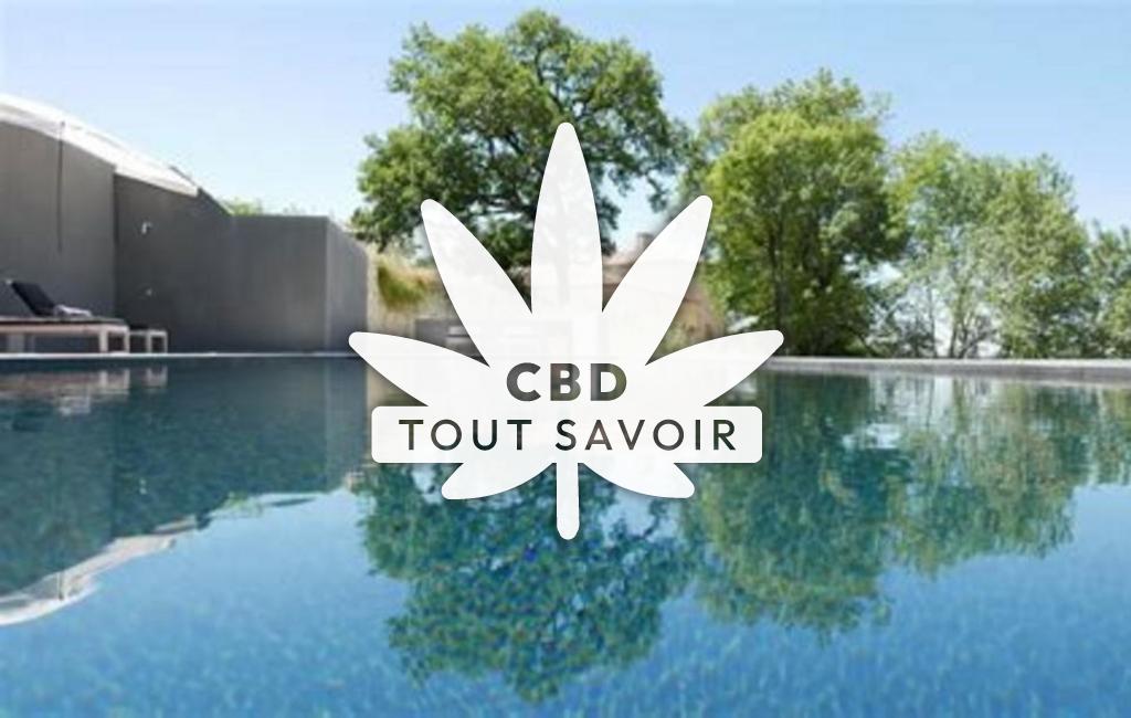 Village à Masquieres avec feuille Cannabis CBD