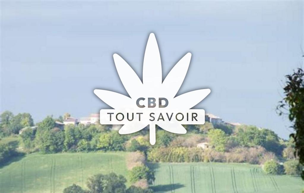 Village à Montastruc avec feuille Cannabis CBD