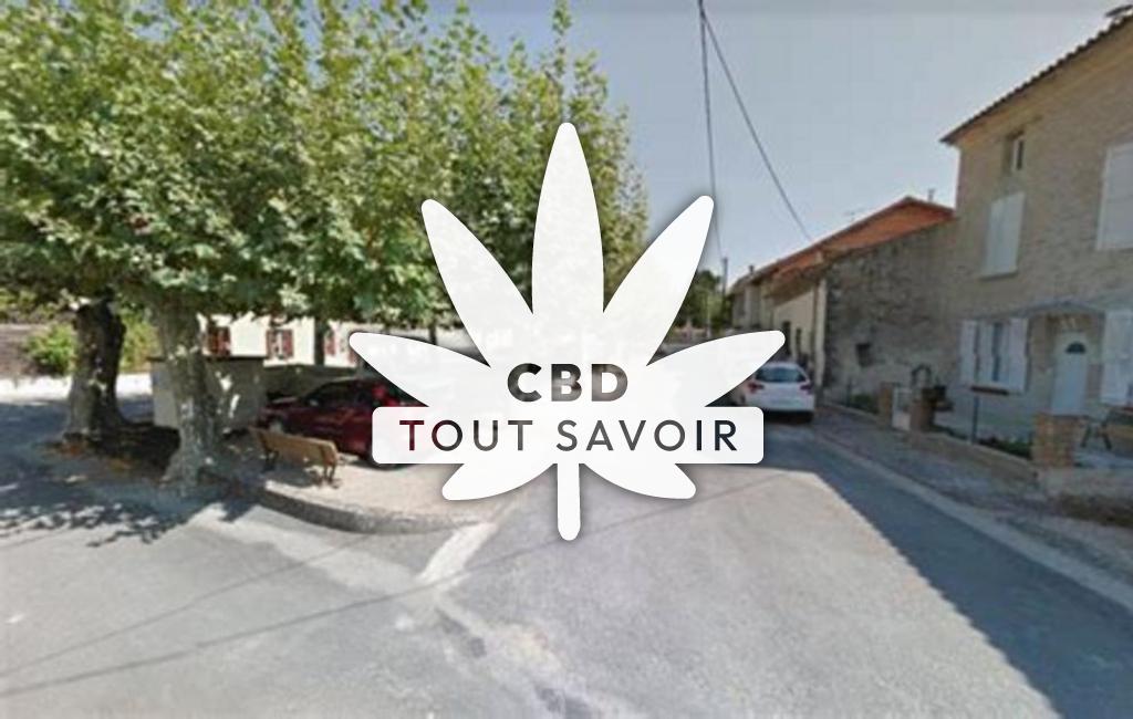 Village à Pinel-Hauterive avec feuille Cannabis CBD