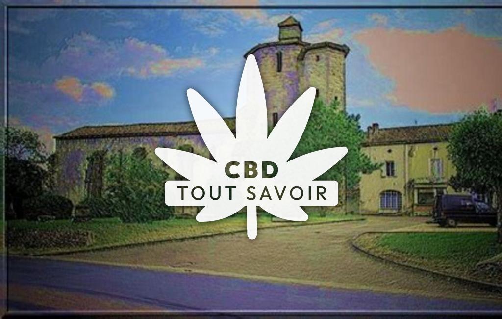 Village à Houeilles avec feuille Cannabis CBD