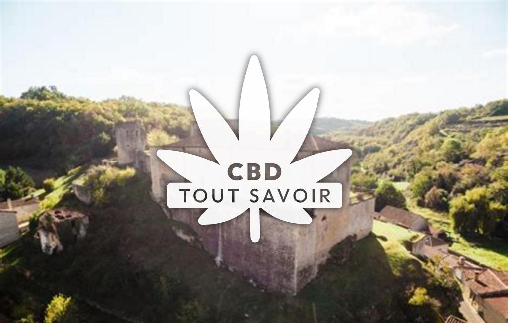 Village à Blanquefort-sur-Briolance avec feuille Cannabis CBD
