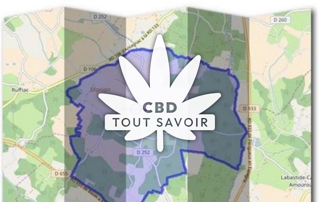 Village à Poussignac avec feuille Cannabis CBD