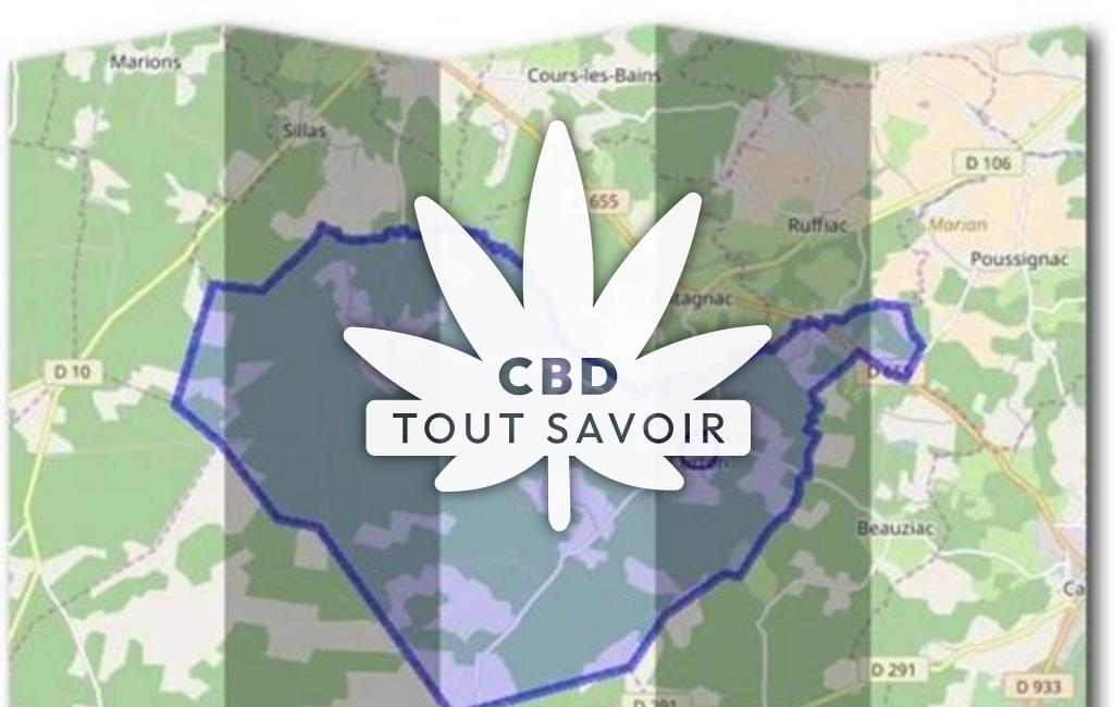 Village à Saint-Martin-Curton avec feuille Cannabis CBD