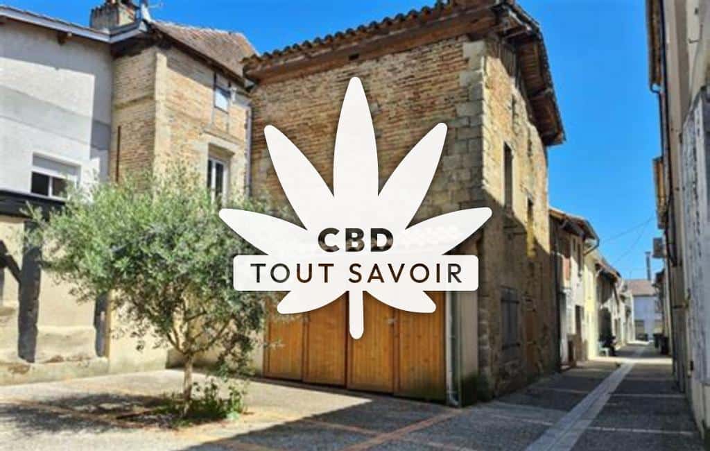 Village à Miramont-de-Guyenne avec feuille Cannabis CBD