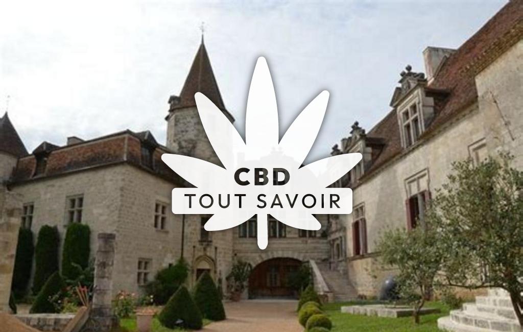 Village à Montignac-de-Lauzun avec feuille Cannabis CBD