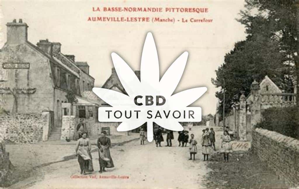 Village à Aumeville-Lestre avec feuille Cannabis CBD