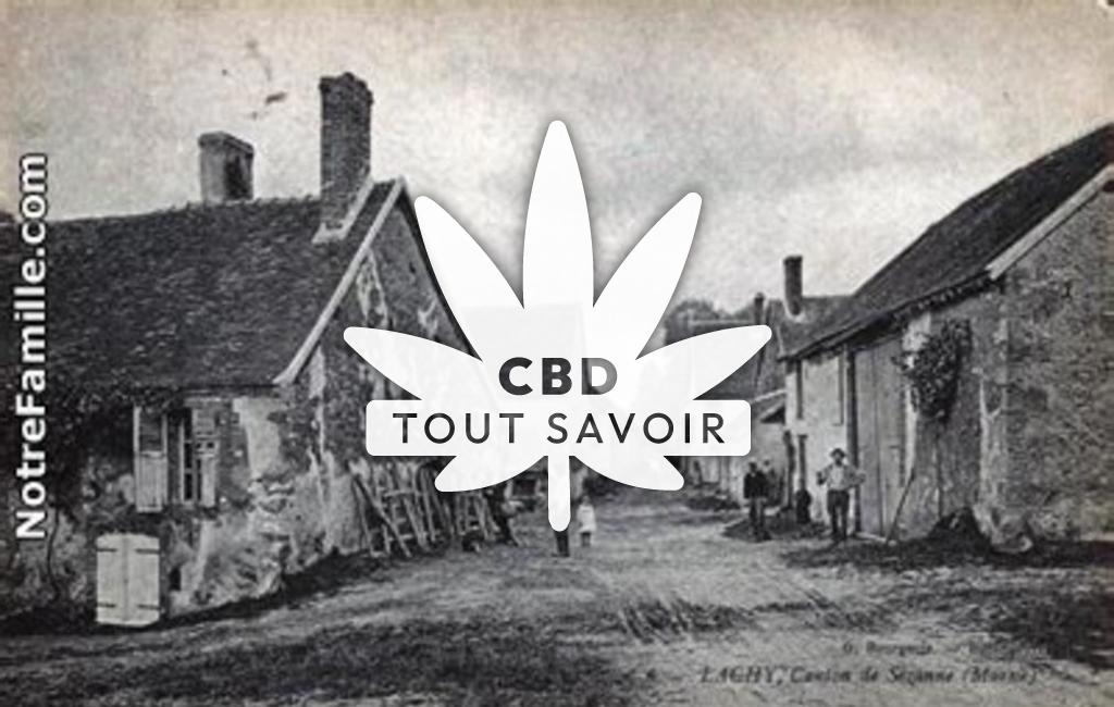 Village à Lachy avec feuille Cannabis CBD