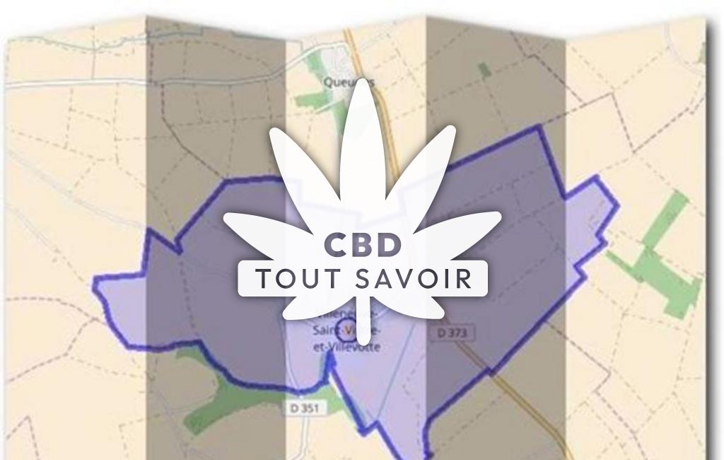 Village à Villeneuve-Saint-Vistre-Et-Villevotte avec feuille Cannabis CBD