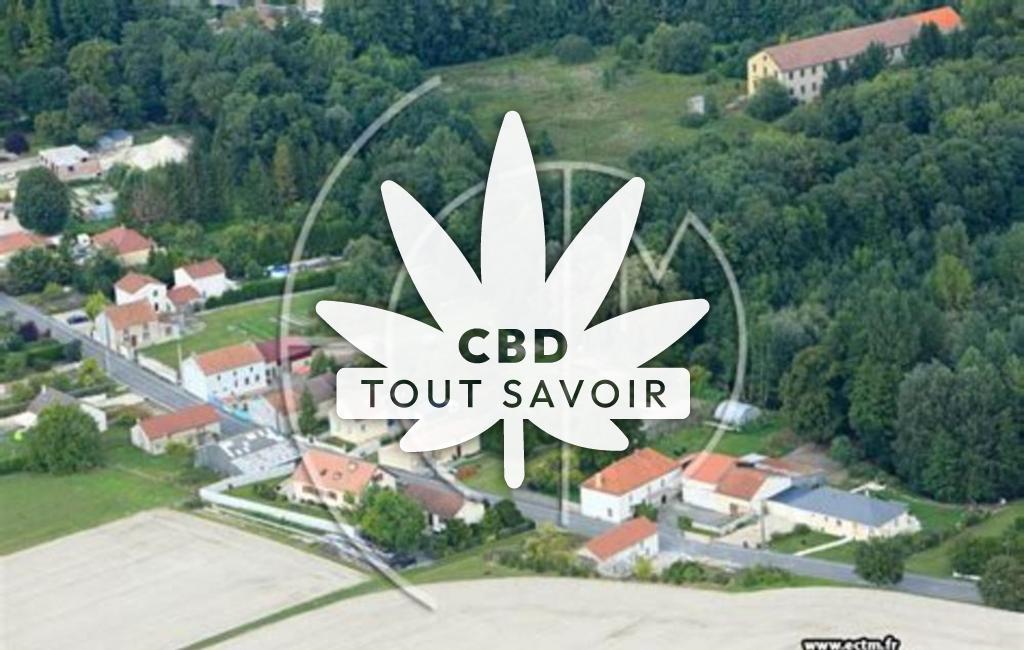 Village à Chaintrix-Bierges avec feuille Cannabis CBD