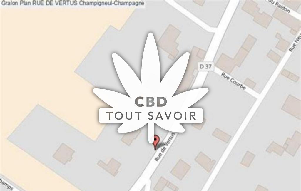 Village à Champigneul-Champagne avec feuille Cannabis CBD