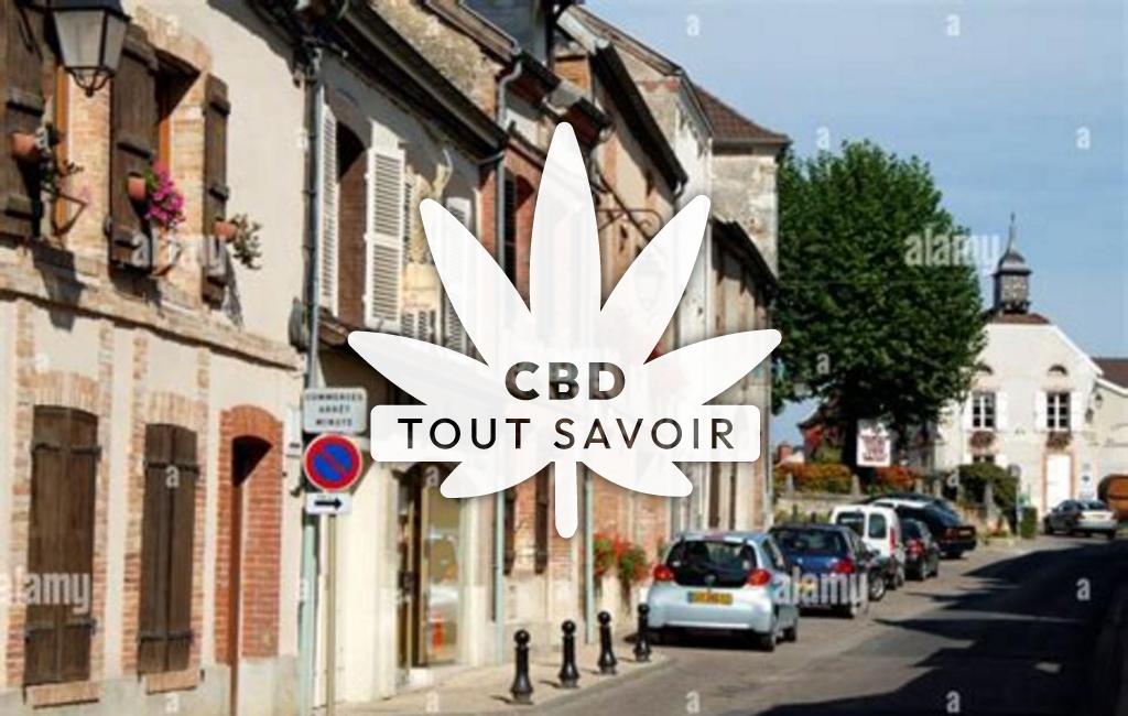 Village à Hautvillers avec feuille Cannabis CBD