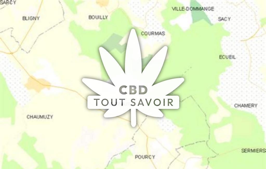 Village à Marfaux avec feuille Cannabis CBD