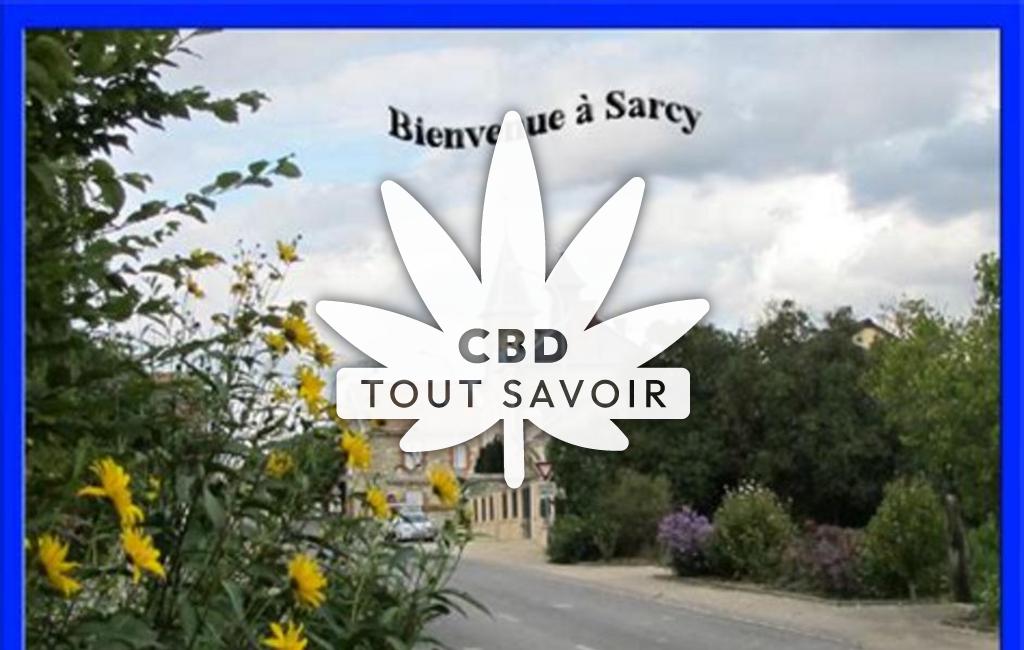 Village à Sarcy avec feuille Cannabis CBD