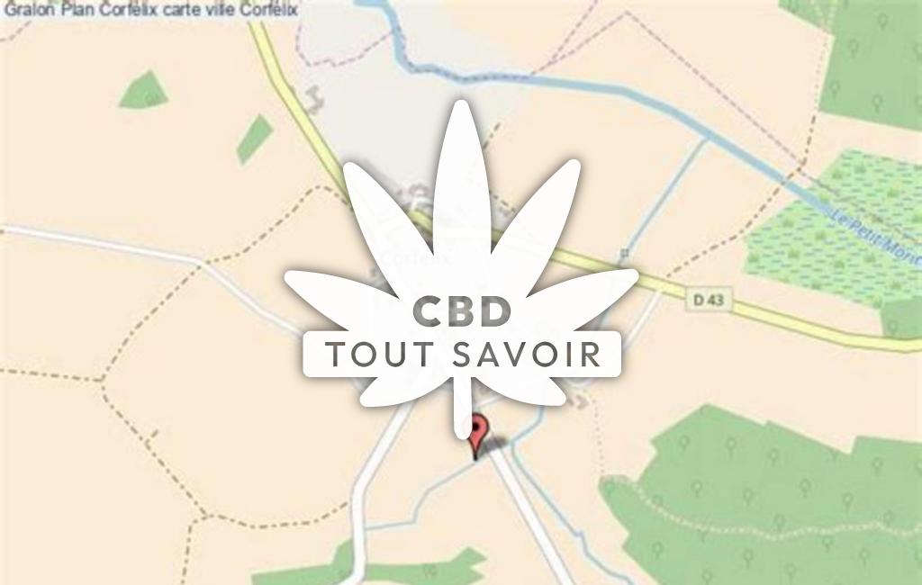 Village à Corfelix avec feuille Cannabis CBD