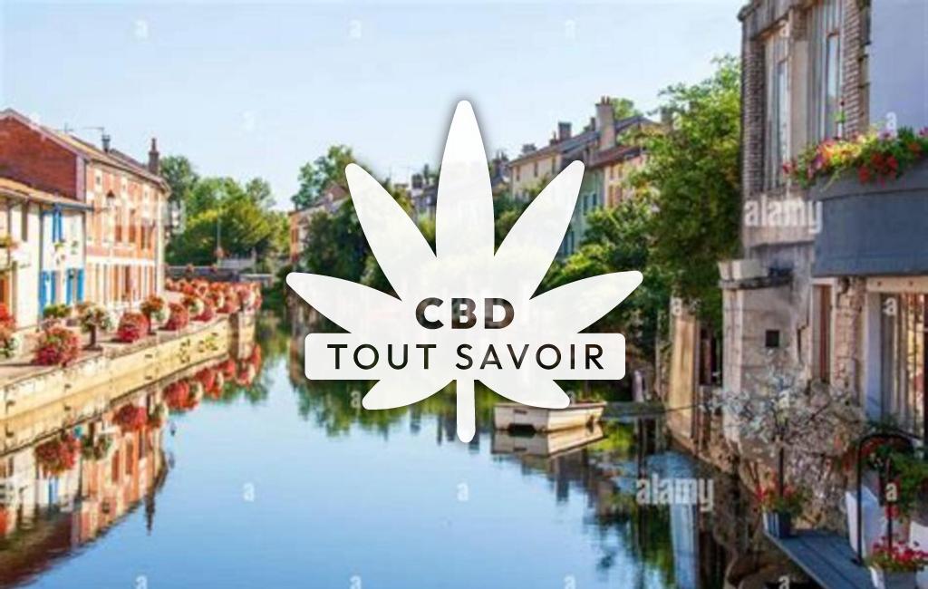 Village à Gourgancon avec feuille Cannabis CBD