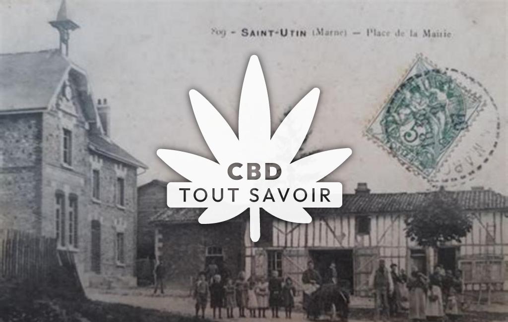 Village à Saint-Utin avec feuille Cannabis CBD
