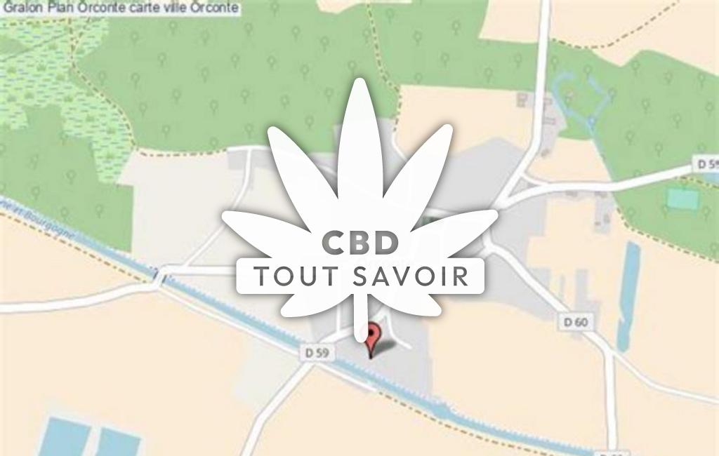 Village à Orconte avec feuille Cannabis CBD