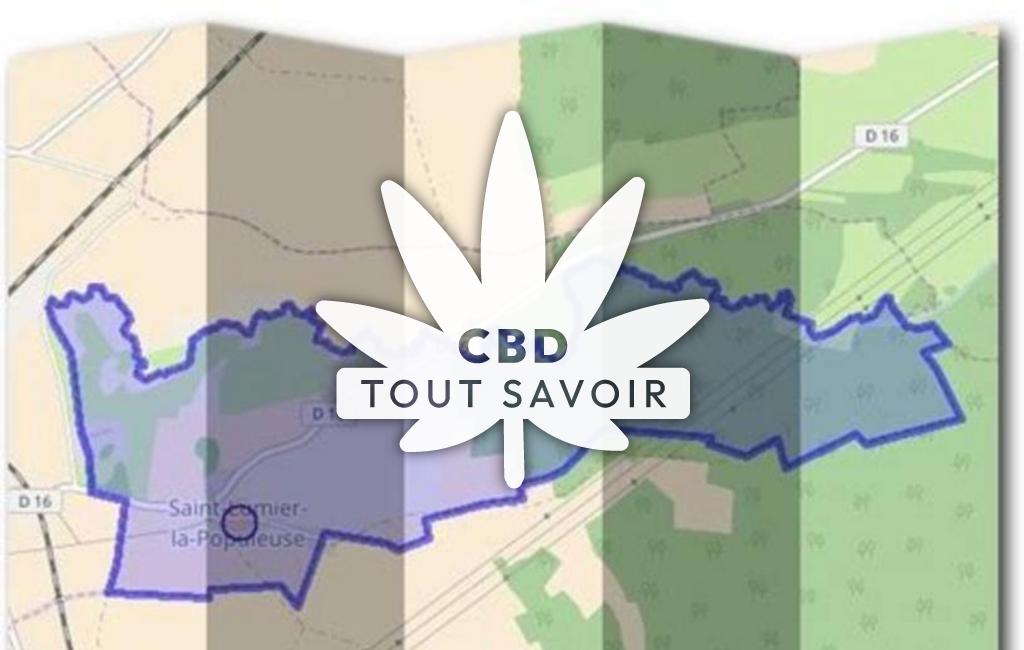 Village à Saint-Lumier-la-Populeuse avec feuille Cannabis CBD