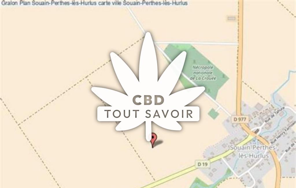 Village à Souain-Perthes-les-Hurlus avec feuille Cannabis CBD