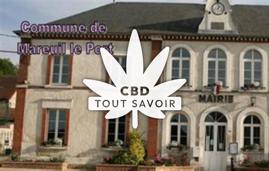 Village à Mareuil-le-Port avec feuille Cannabis CBD