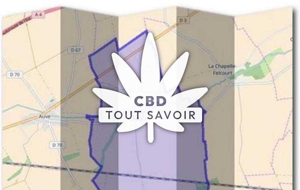 Village à Saint-Mard-sur-Auve avec feuille Cannabis CBD
